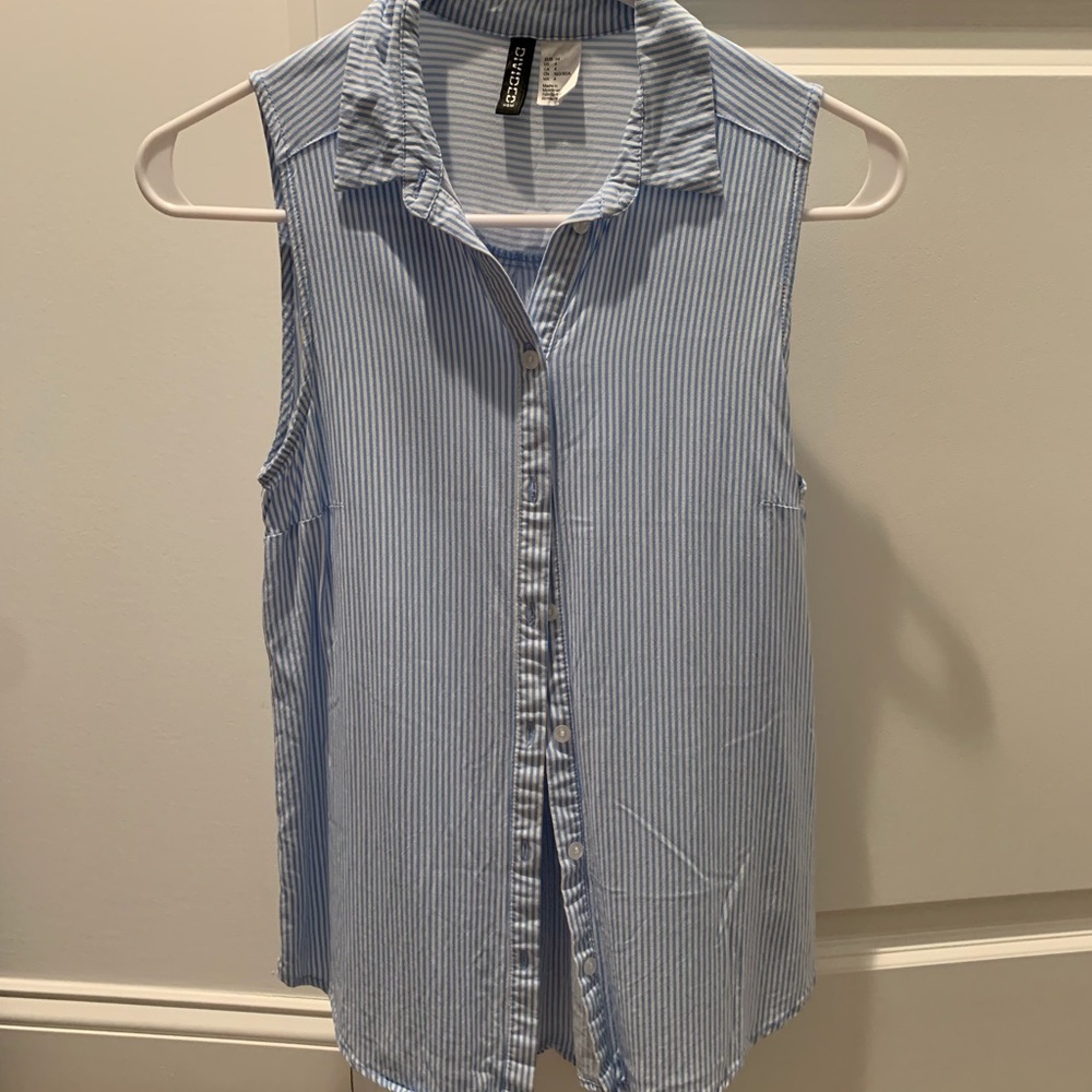 Blue and white striped tank top